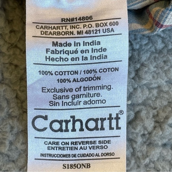 Carhartt shirt Men's S plaid collar Button down pocketed, Logo .100% Cotton - Picture 6 of 11
